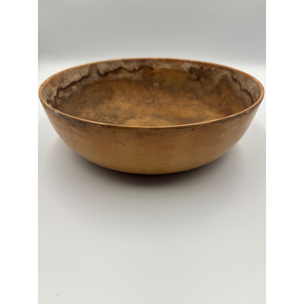 Vintage Ellingers Agatized Wood Serving Bowl 100 Sheboygan WI Mid Century Brown